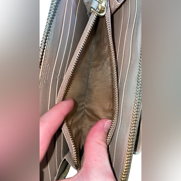 Prada Saffiano Ribbon Leather Zip Wallet Mint Green Color - Picture 7 of 9